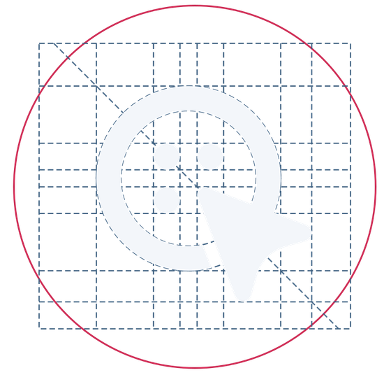 TechTailors' button mark, drawn on its construction grid